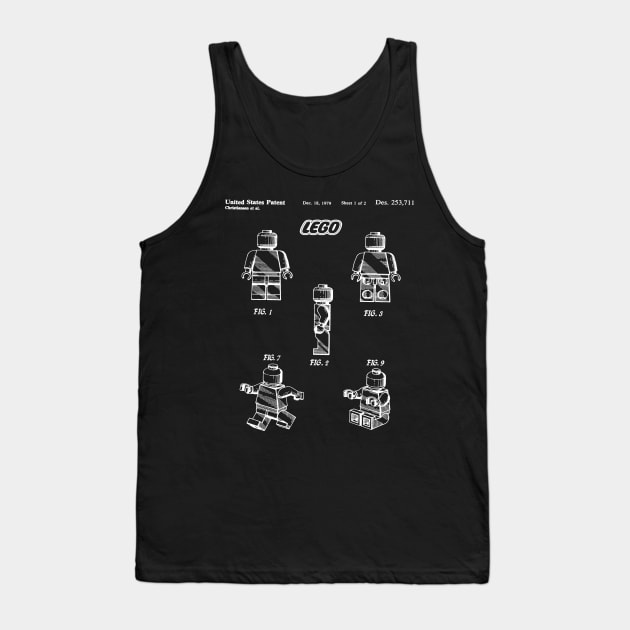 Lego Toy Figure Patent White Tank Top by Luve